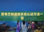 爱奇艺极速版实名认证方法一览