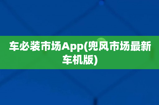 车必装市场App(兜风市场最新车机版)