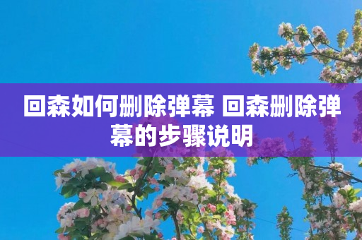 回森如何删除弹幕 回森删除弹幕的步骤说明