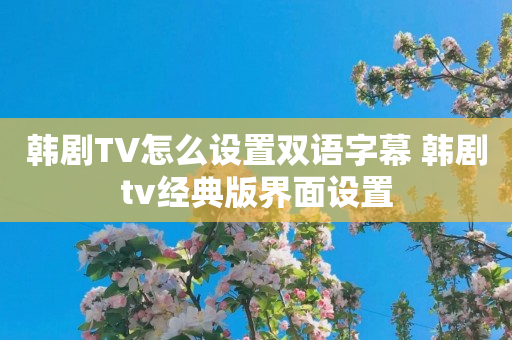 韩剧TV怎么设置双语字幕 韩剧tv经典版界面设置