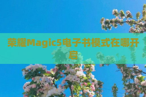 荣耀Magic5电子书模式在哪开启