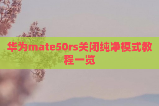 华为mate50rs关闭纯净模式教程一览
