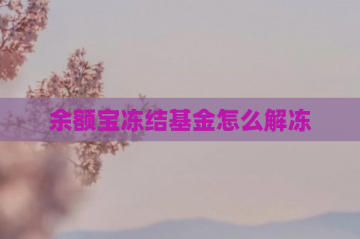 余额宝冻结基金怎么解冻
