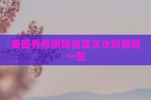 美图秀秀删除自定义水印教程一览