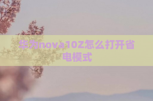 华为nova10Z怎么打开省电模式