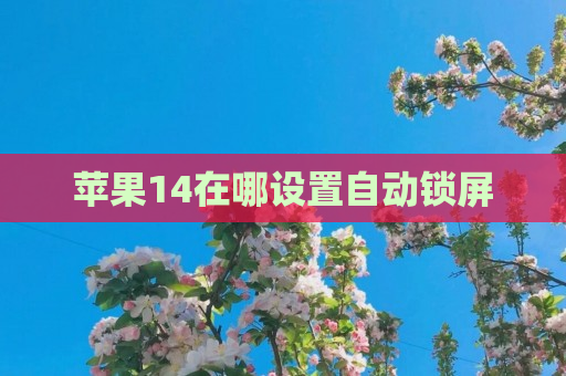 苹果14在哪设置自动锁屏
