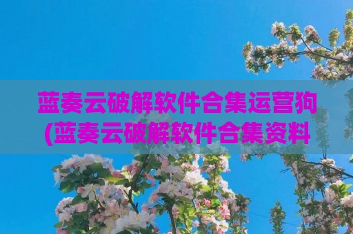 蓝奏云破解软件合集运营狗(蓝奏云破解软件合集资料2022)