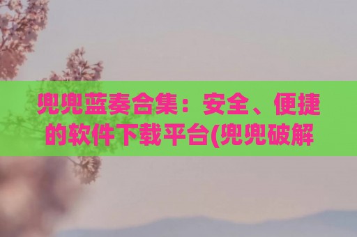兜兜蓝奏合集：安全、便捷的软件下载平台(兜兜破解软件)